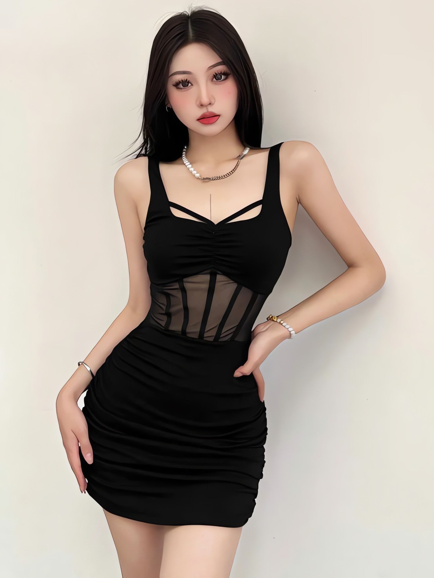 Sheer Bodice Mini Dress