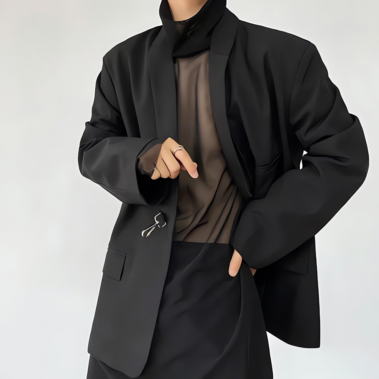 Sheer Mesh Turtle Neck Top - KAYSMAR