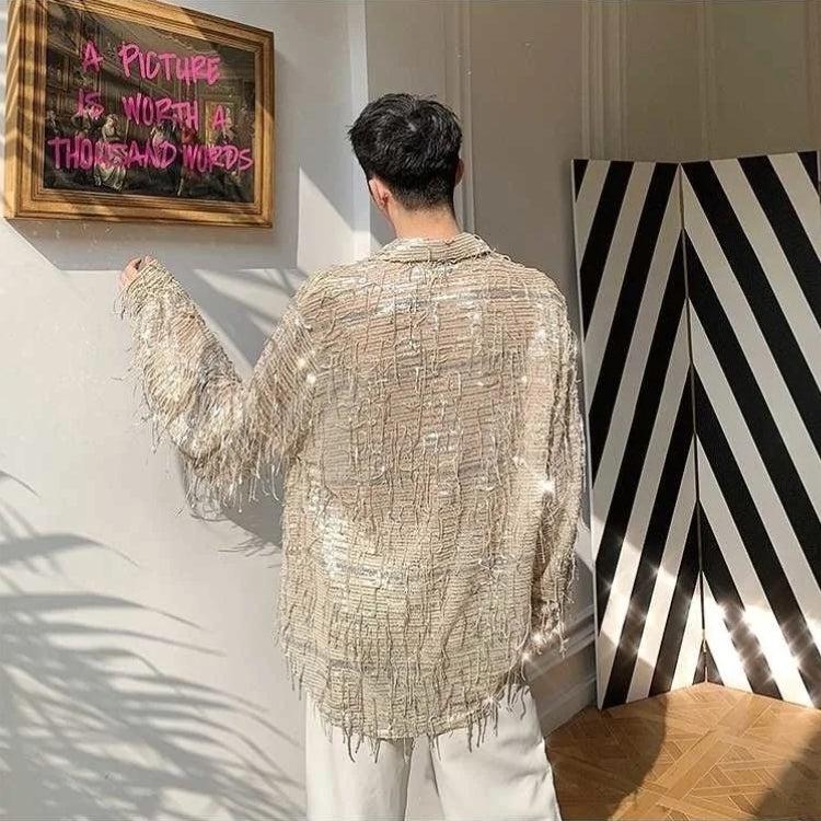 Shiny Sequin Sheer Shirt - KAYSMAR