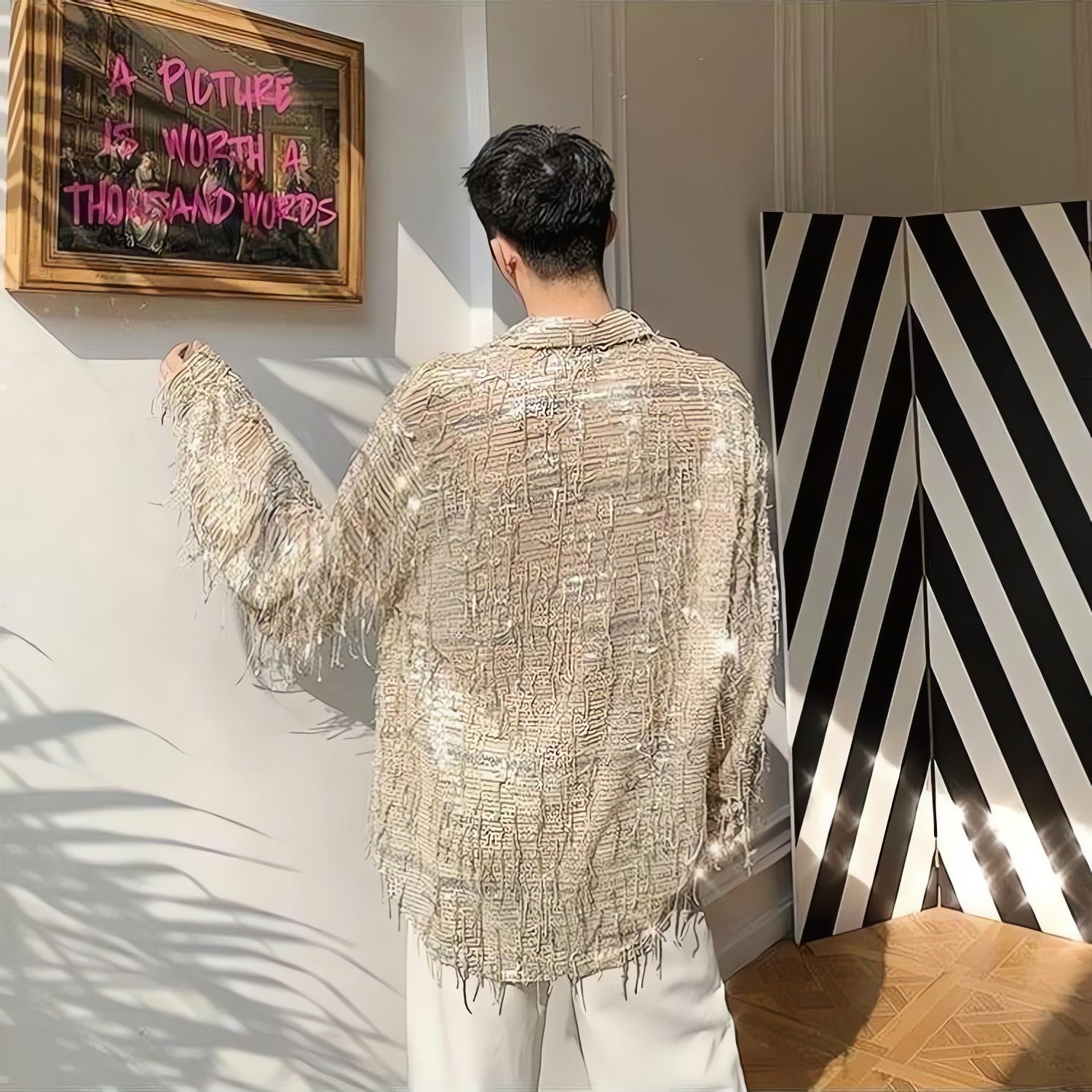 Shiny Sequin Sheer Shirt - KAYSMAR