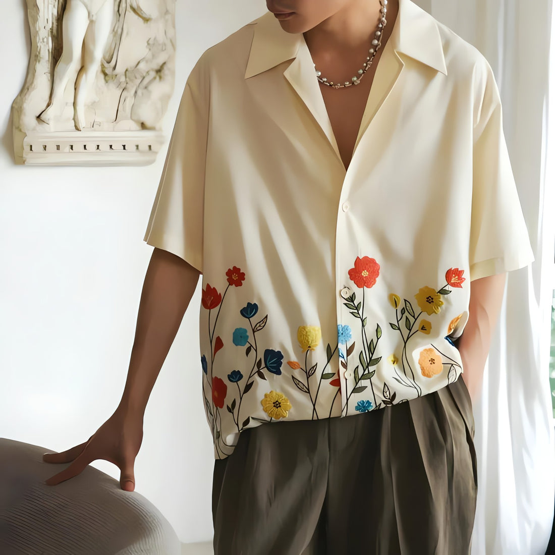 Short Sleeve Flowers Shirt - KAYSMAR