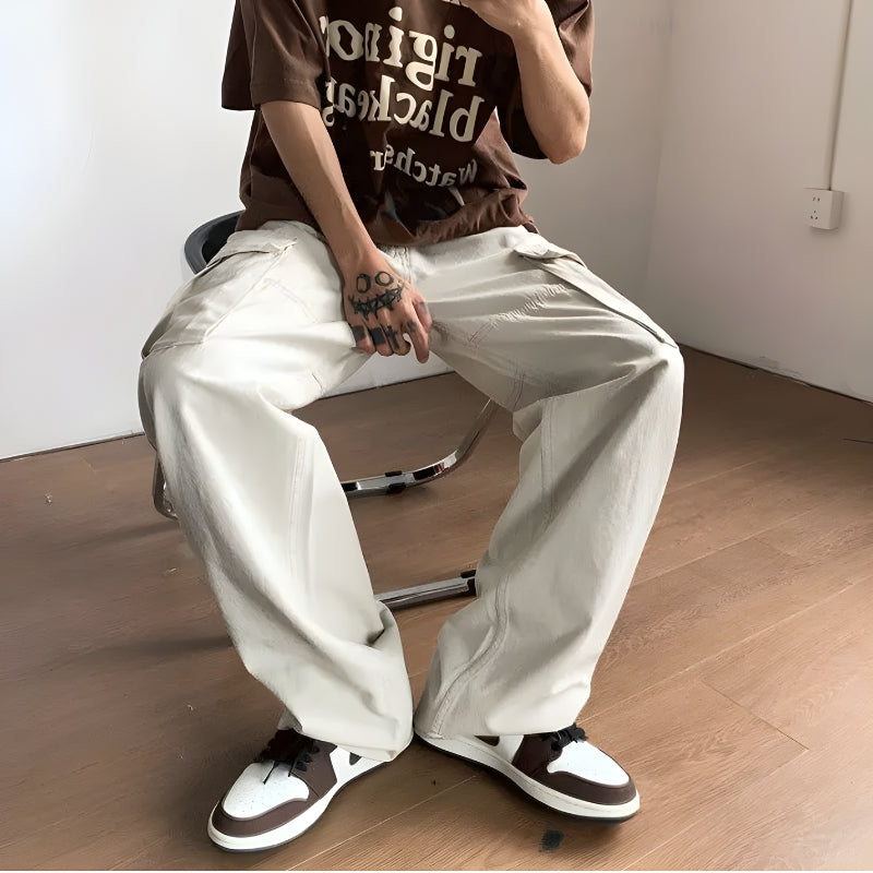 Side Belt Detailed Baggy Cargo Pants - KAYSMAR