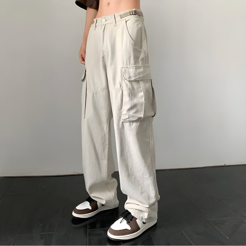 Side Belt Detailed Baggy Cargo Pants - KAYSMAR