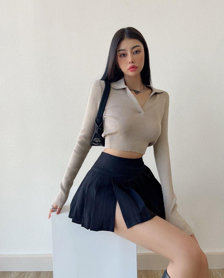 Side Slit College Mini Skirt - KAYSMAR