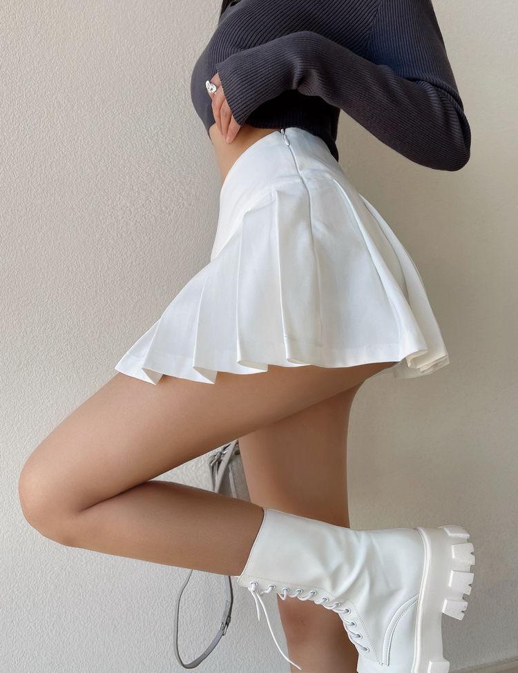 Side Slit College Mini Skirt - KAYSMAR