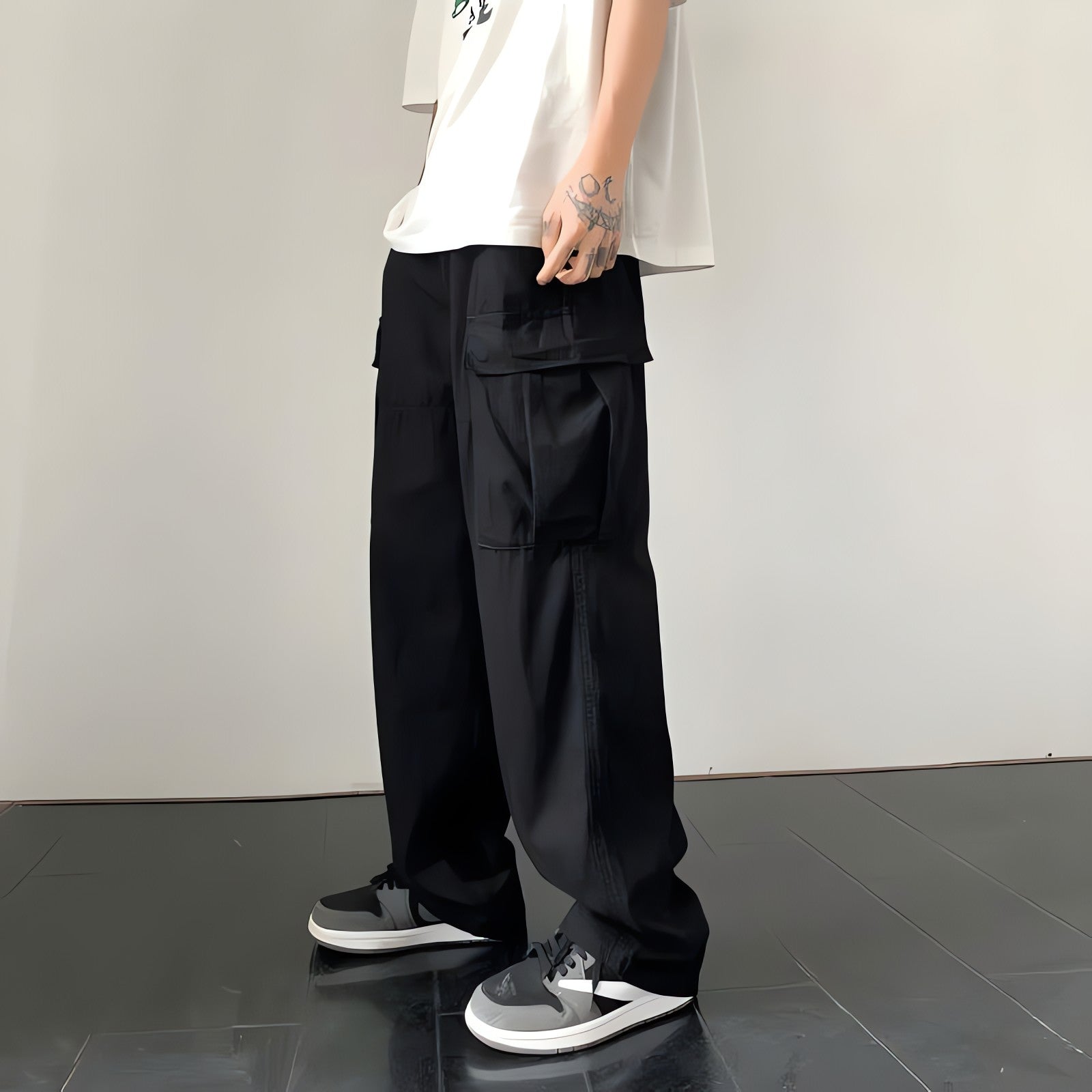 Side Belt Detailed Baggy Cargo Pants - KAYSMAR