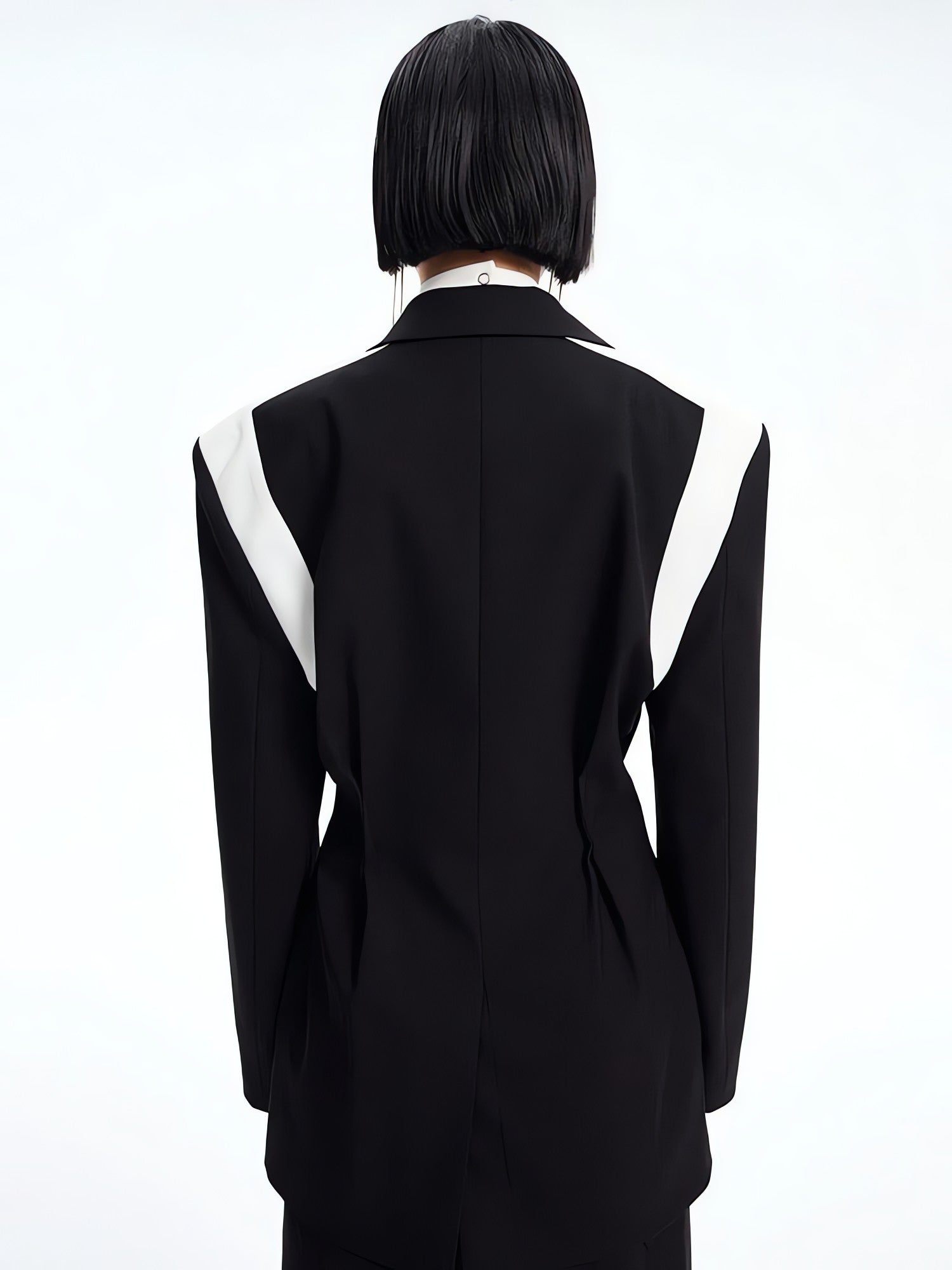 Single Button Color Block Blazer - KAYSMAR