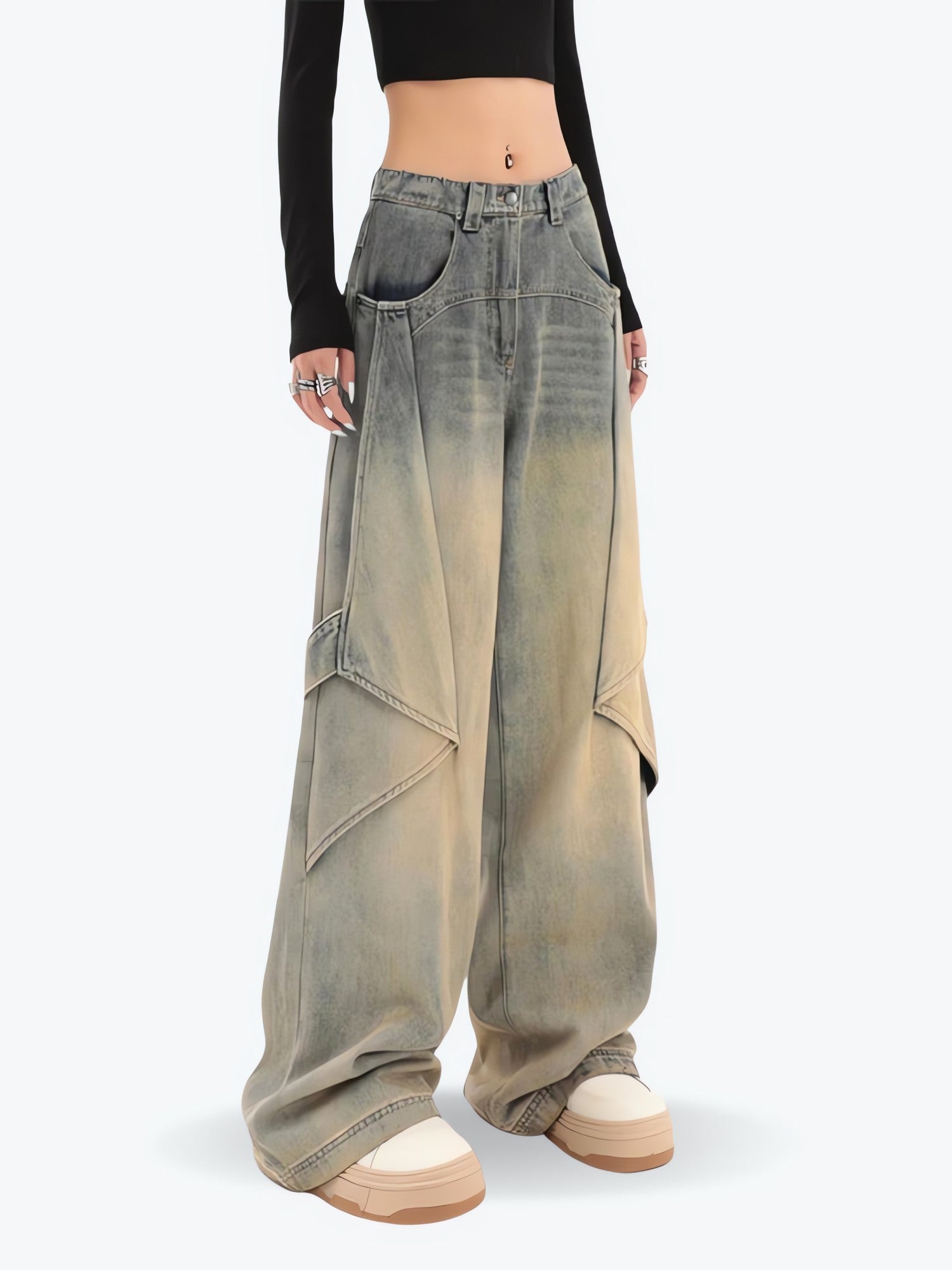 Skater Layered Denim Jeans - KAYSMAR