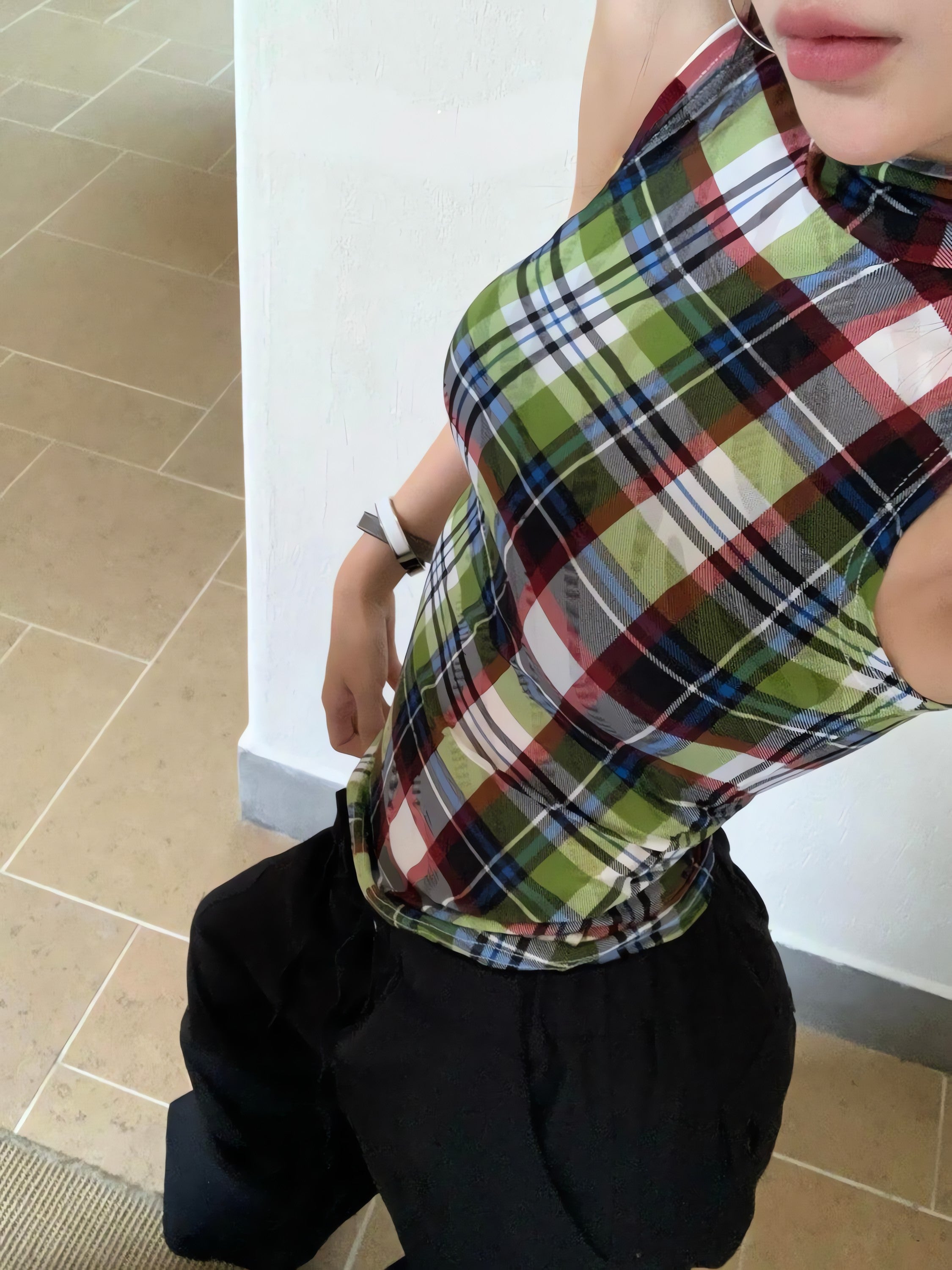 Sleeveless Plaid Top - KAYSMAR