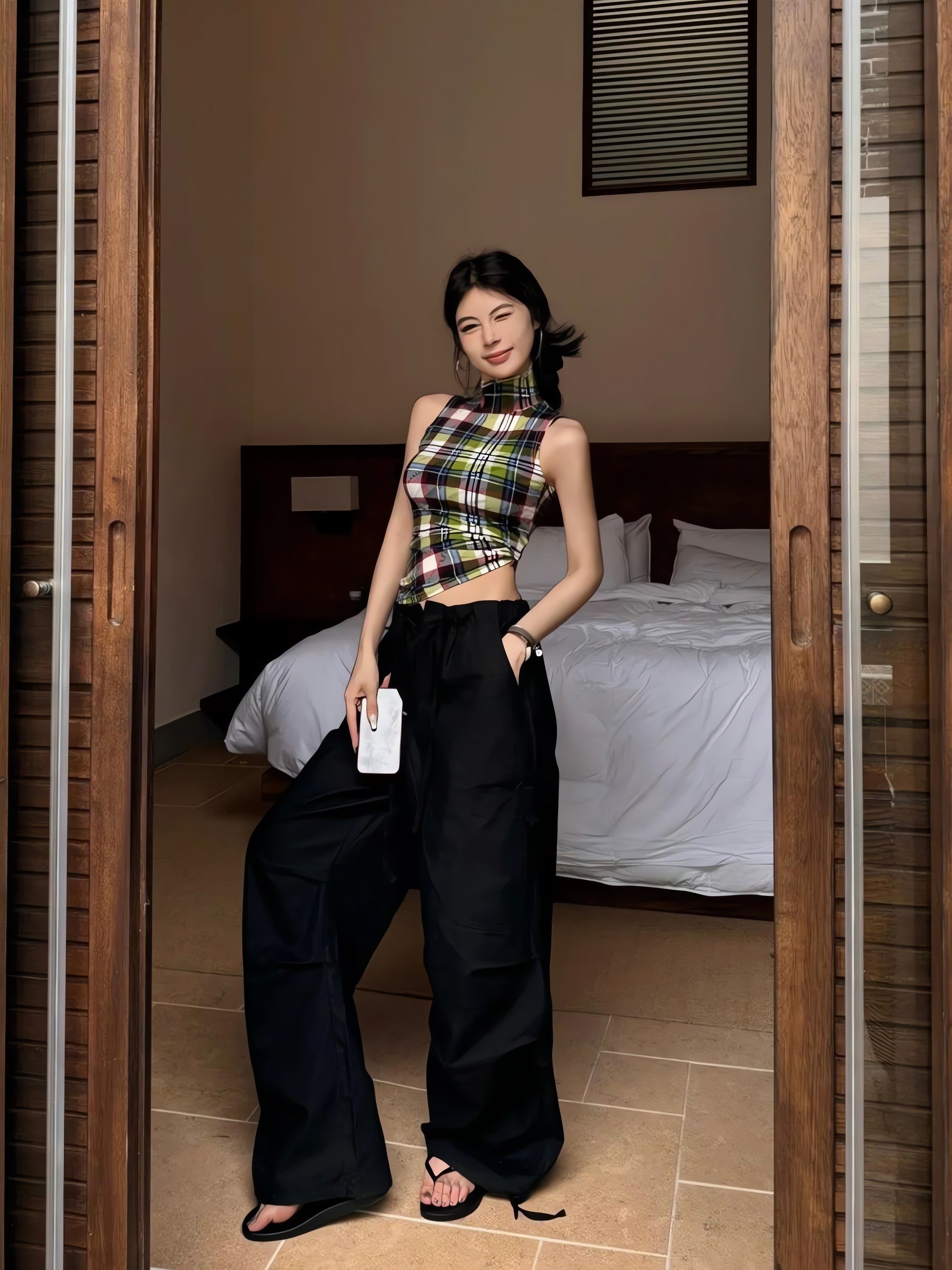 Sleeveless Plaid Top - KAYSMAR
