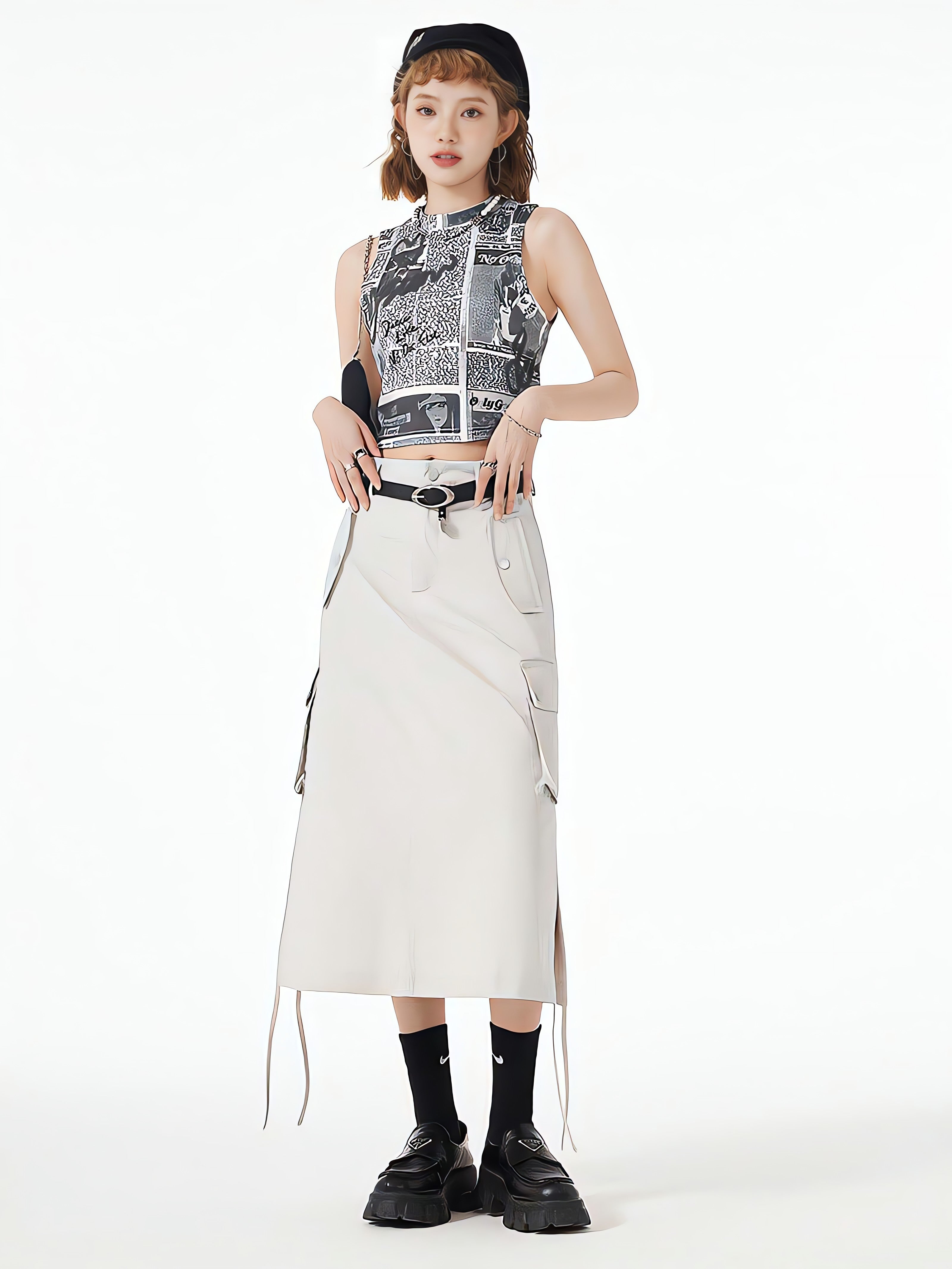 Slit & String Detailed Cargo Midi Skirt - KAYSMAR