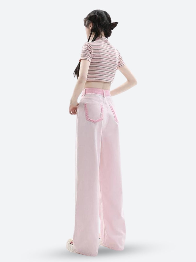Soft Girl Distressed Straight Leg Pants - KAYSMAR