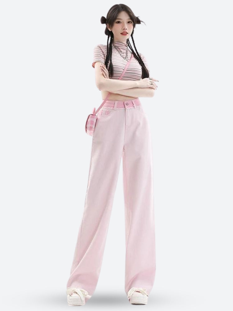 Soft Girl Distressed Straight Leg Pants - KAYSMAR