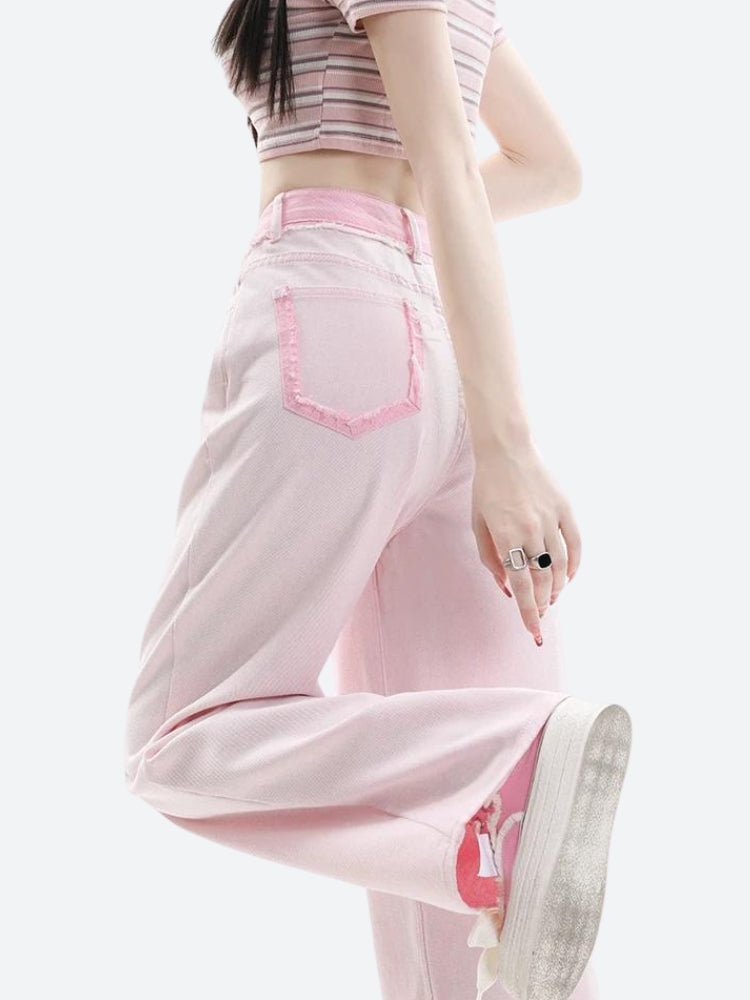 Soft Girl Distressed Straight Leg Pants - KAYSMAR