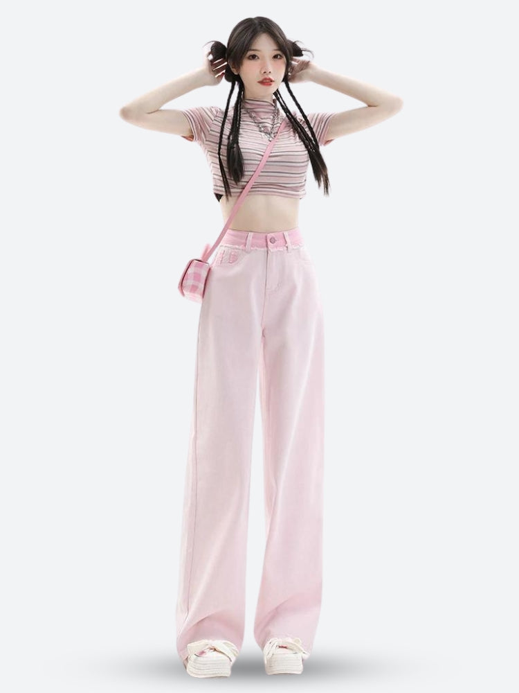 Soft Girl Distressed Straight Leg Pants - KAYSMAR
