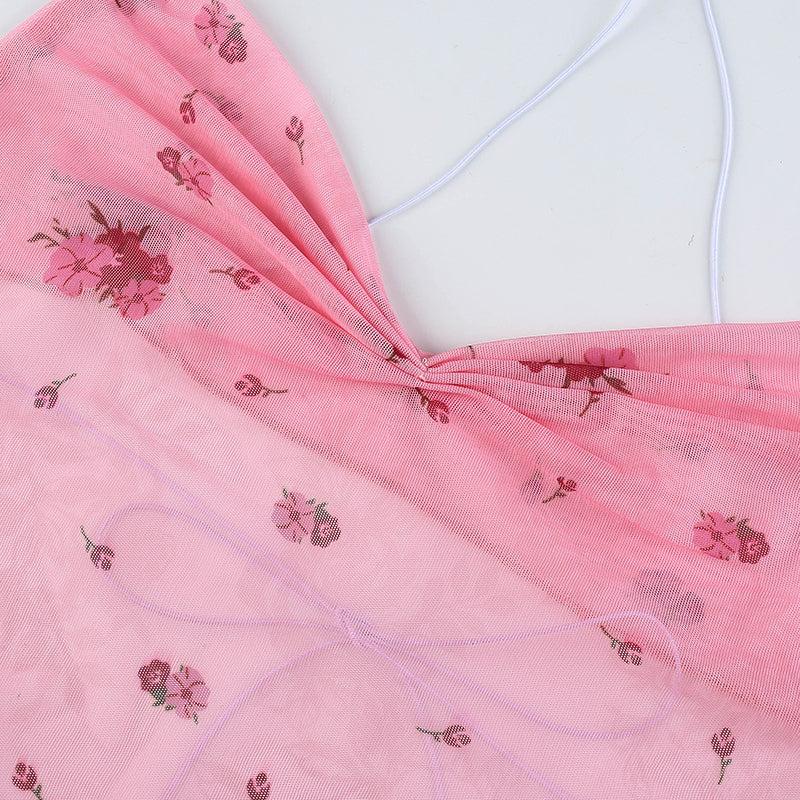 Soft Girl Floral Asymmetric Crop Top - KAYSMAR