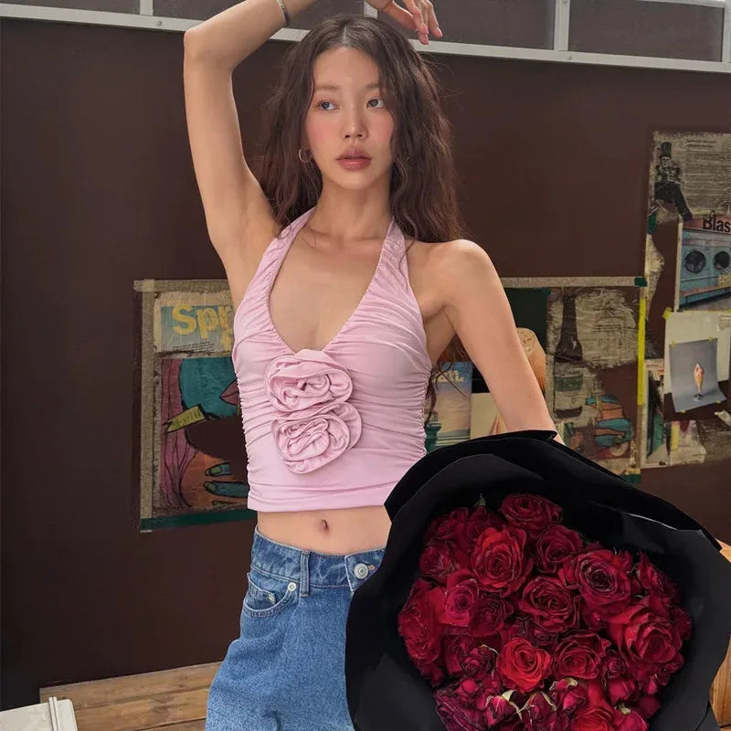 Soft Girl Floral Halter Top - KAYSMAR