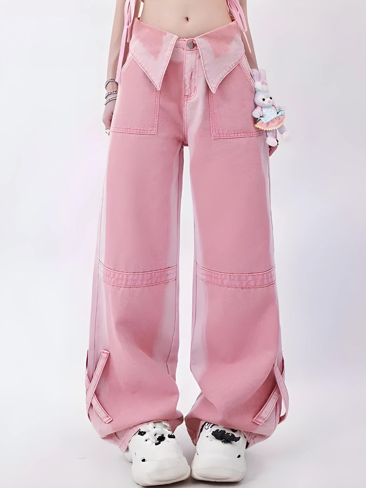 Soft Girl Folded Waist Jeans - KAYSMAR