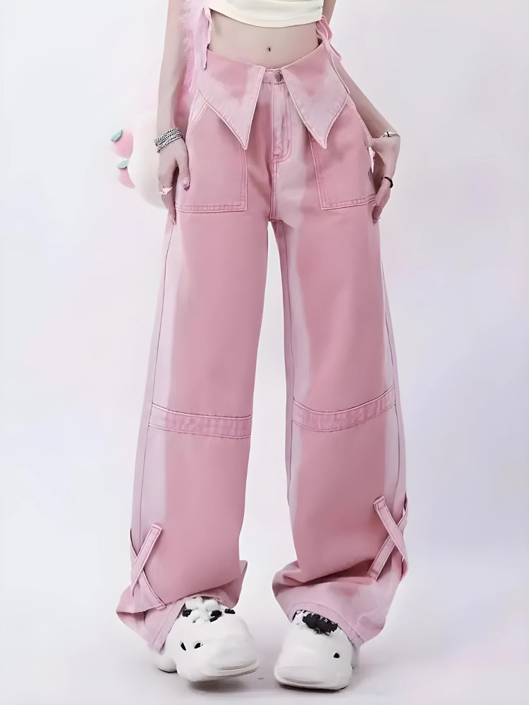 Soft Girl Folded Waist Jeans - KAYSMAR