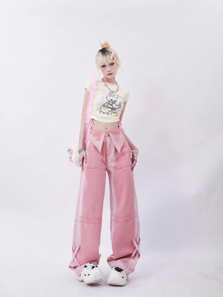 Soft Girl Folded Waist Jeans - KAYSMAR