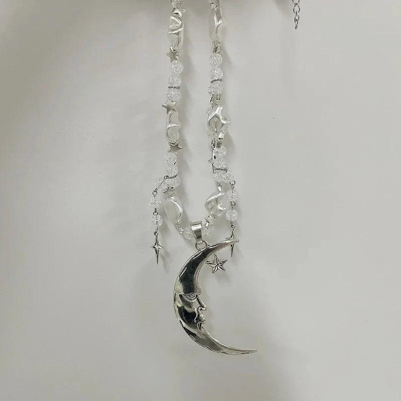 Soft Girl Moon & Stars Beaded Necklace - KAYSMAR