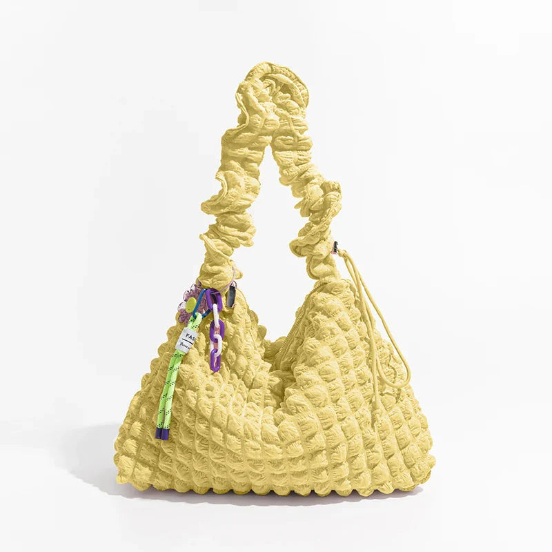 Soft Girl Quilted Ruched Hobo Bag - KAYSMAR