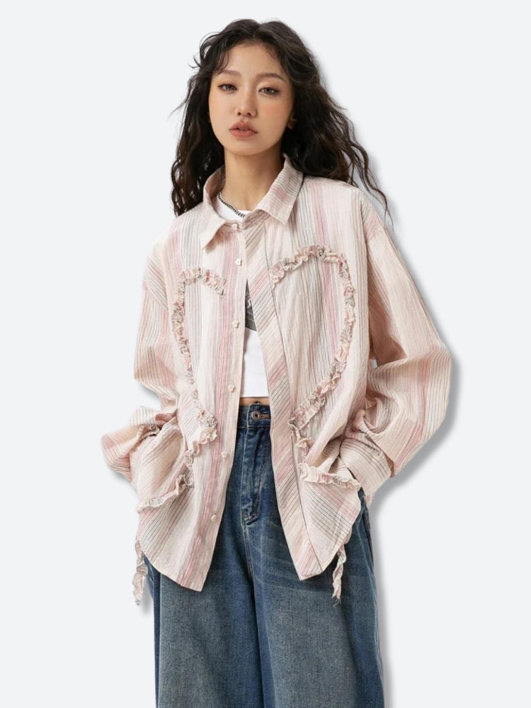 Soft Girl Ruffled Heart Shirt - KAYSMAR