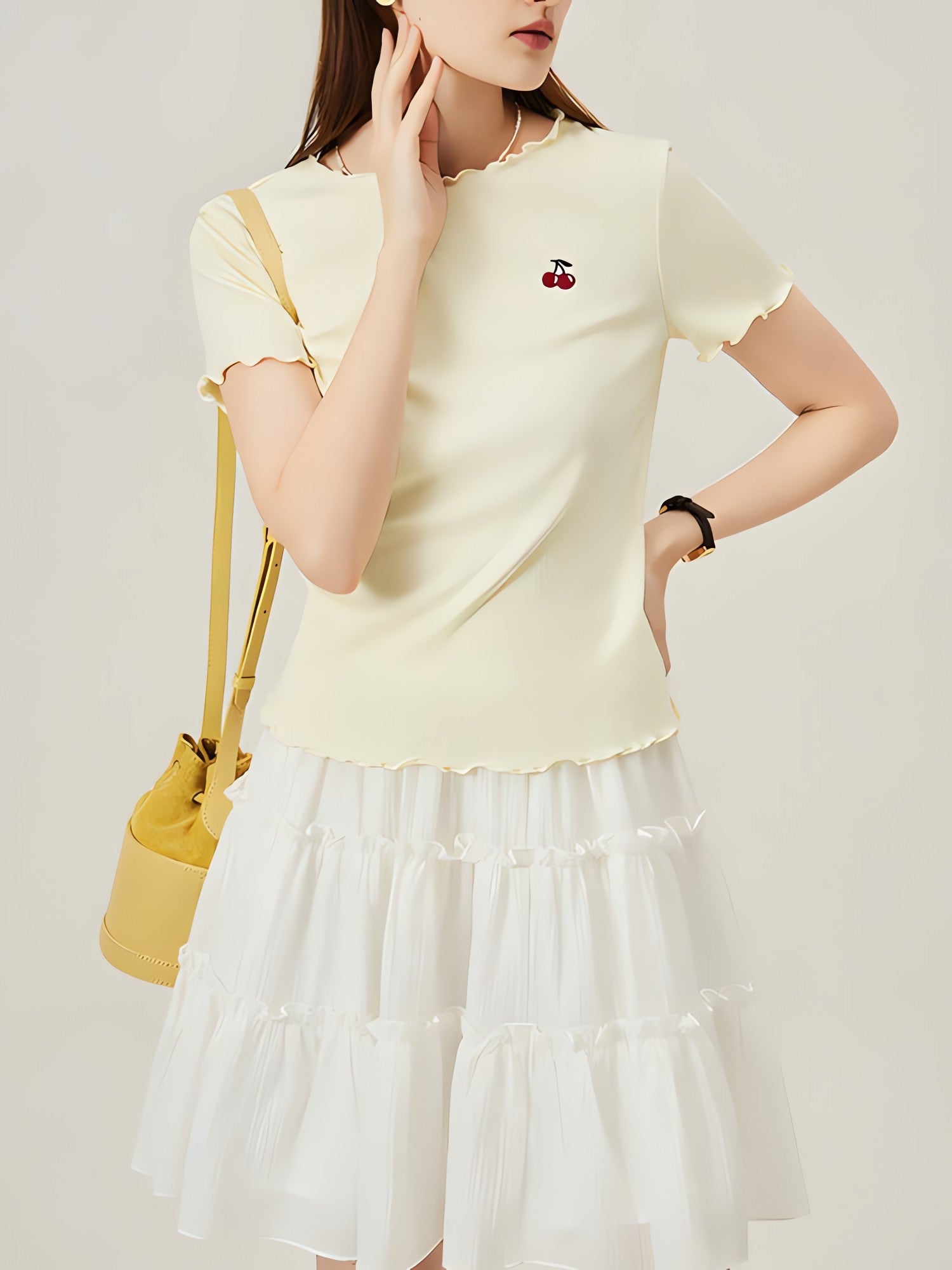 Soft Girl Cherry Lettuce Edge Tee - KAYSMAR