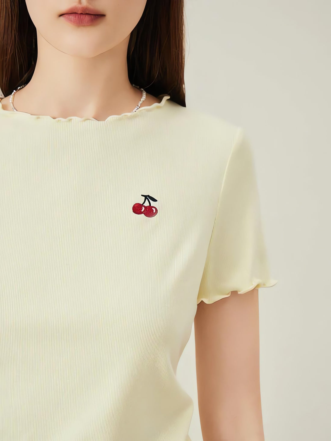 Soft Girl Cherry Lettuce Edge Tee - KAYSMAR