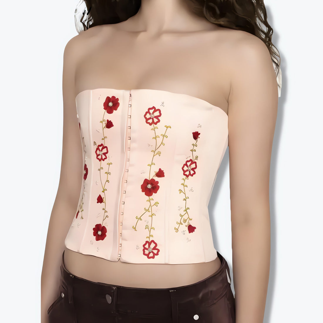 Soft Girl Embroidered Beaded Corset Top - KAYSMAR