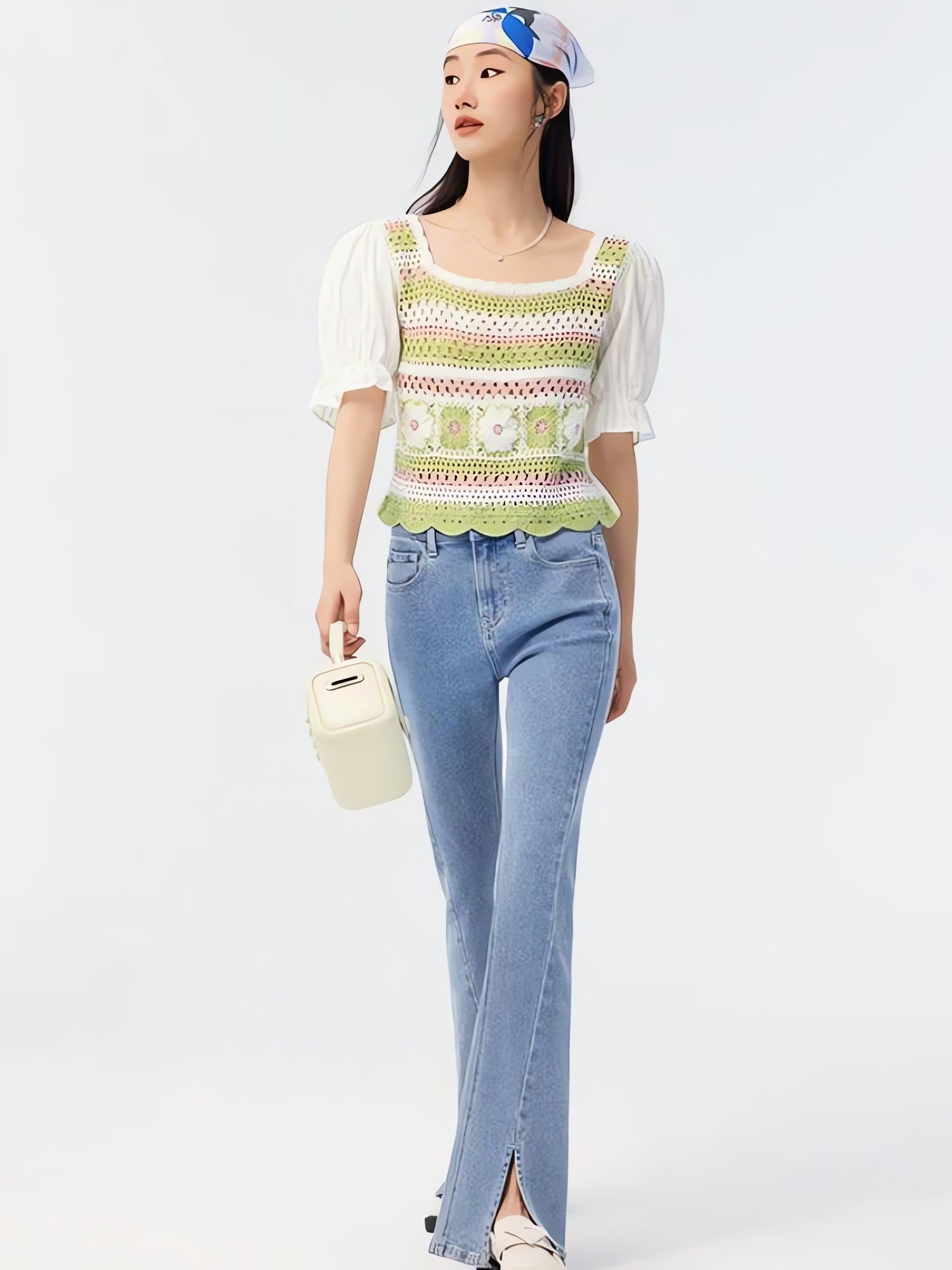 Soft Girl Floral Hollow Out Knitted Top - KAYSMAR