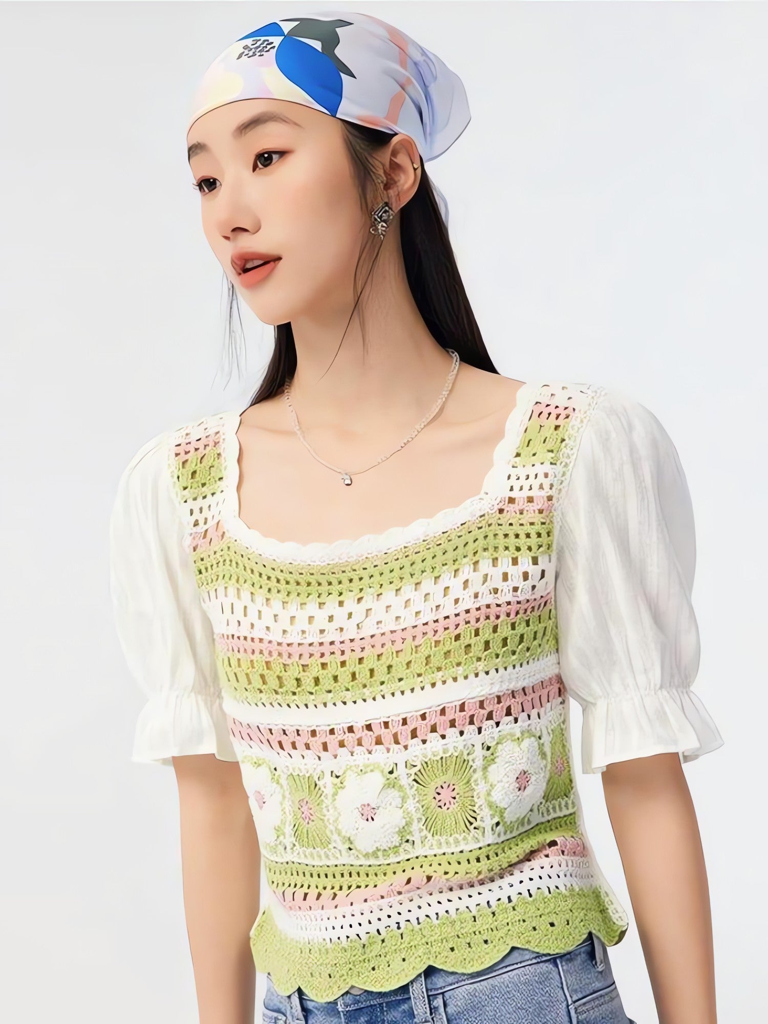 Soft Girl Floral Hollow Out Knitted Top - KAYSMAR