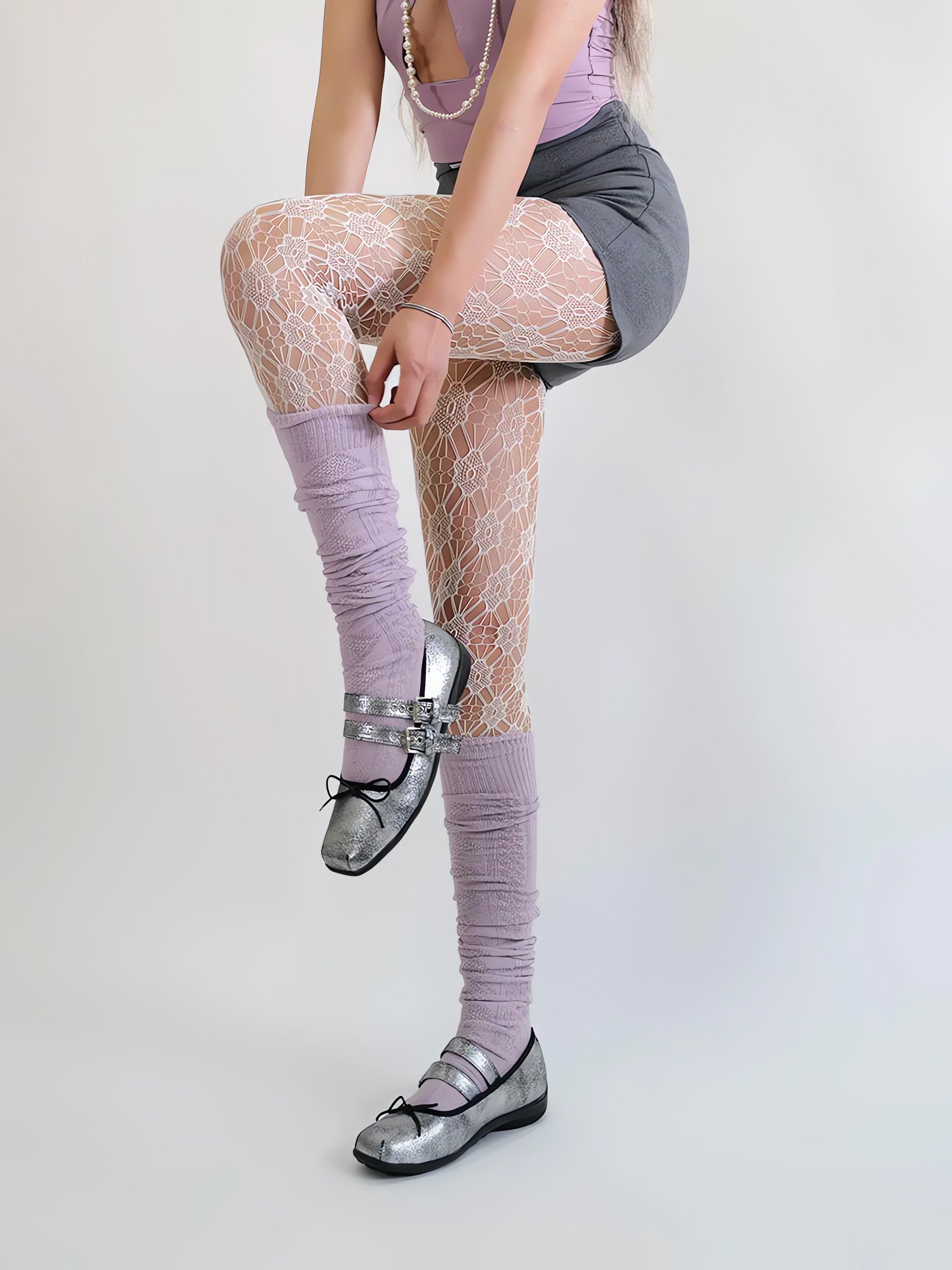 Soft Girl Floral Lace Tights