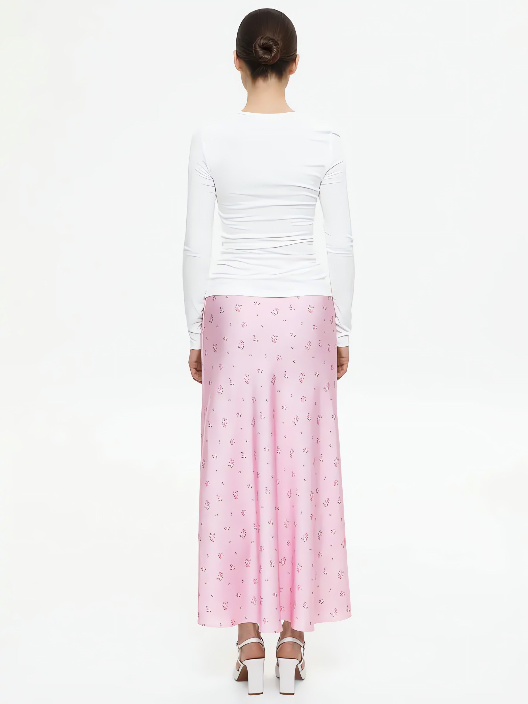 Soft Girl Floral Satin Midi Skirt