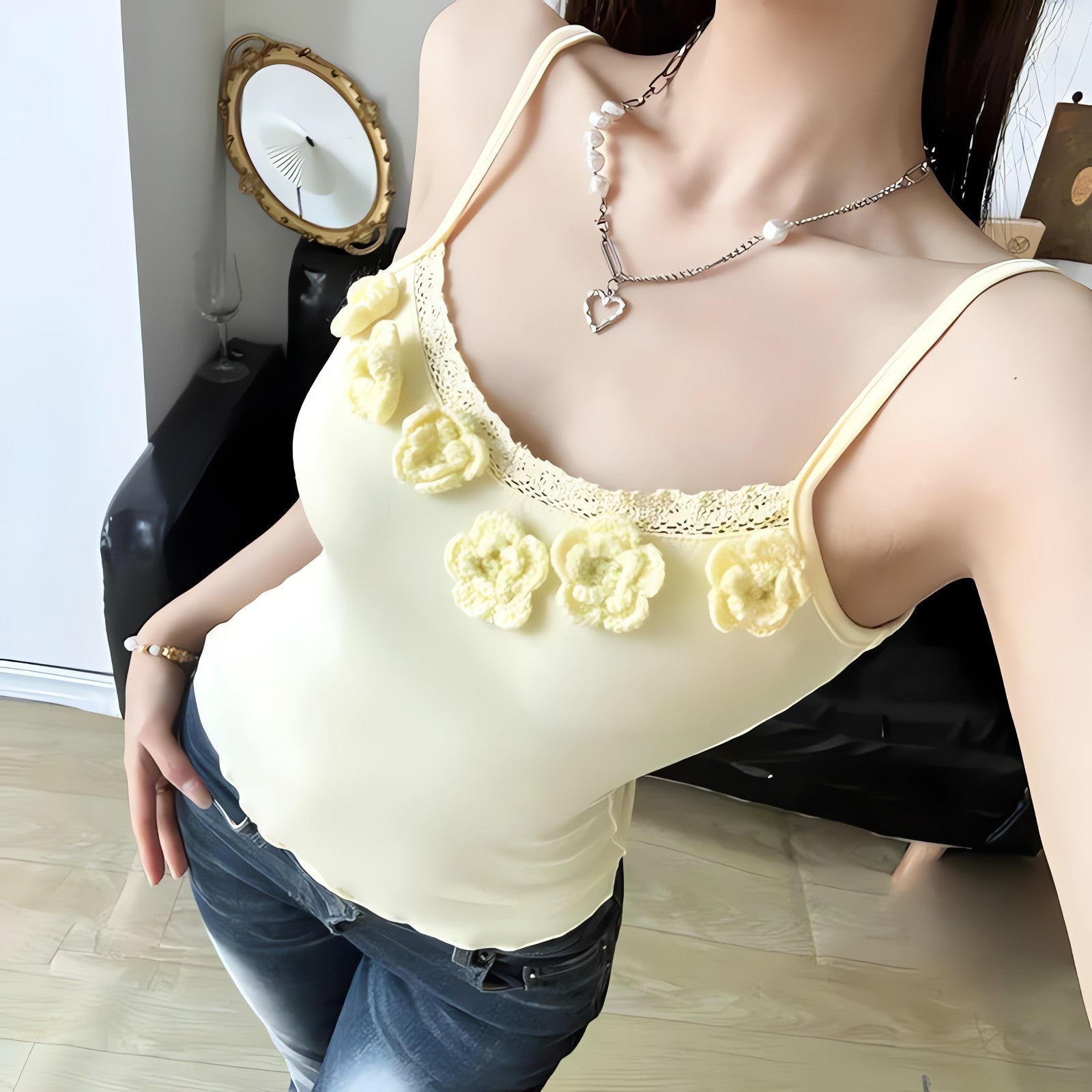 Soft Girl Knitted Flower Top - KAYSMAR