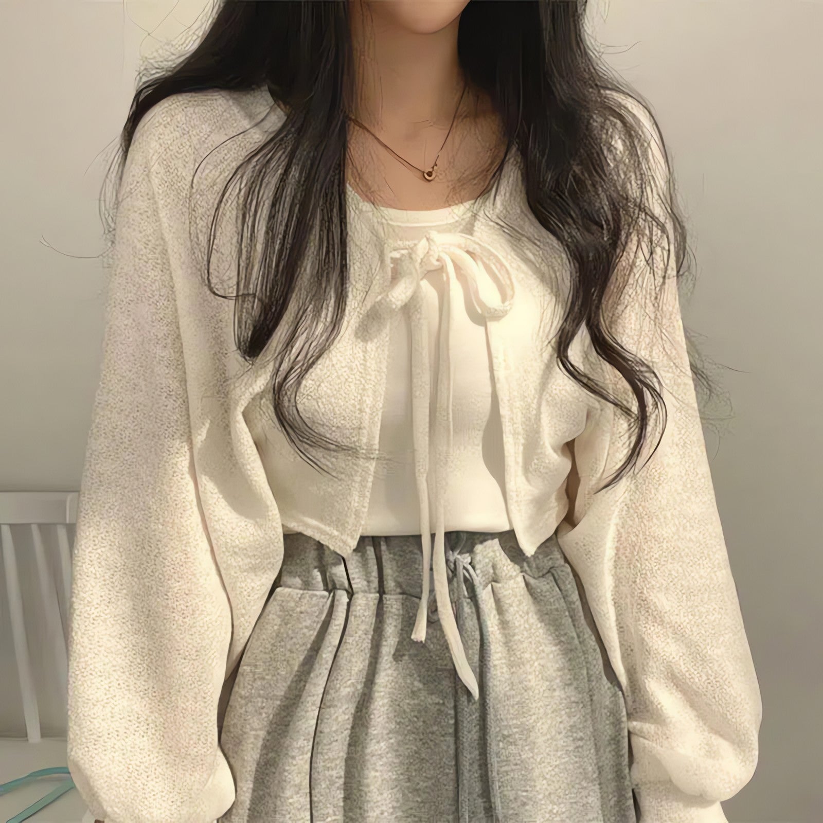 Soft Girl Lace Up Crop Cardigan - KAYSMAR