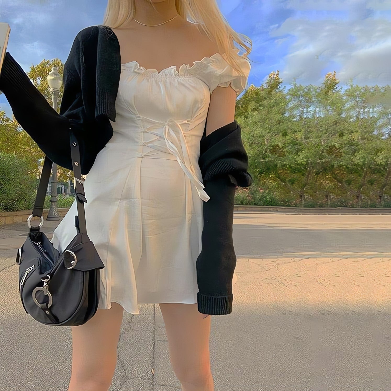 Soft Girl Lace Up Mini Dress - KAYSMAR