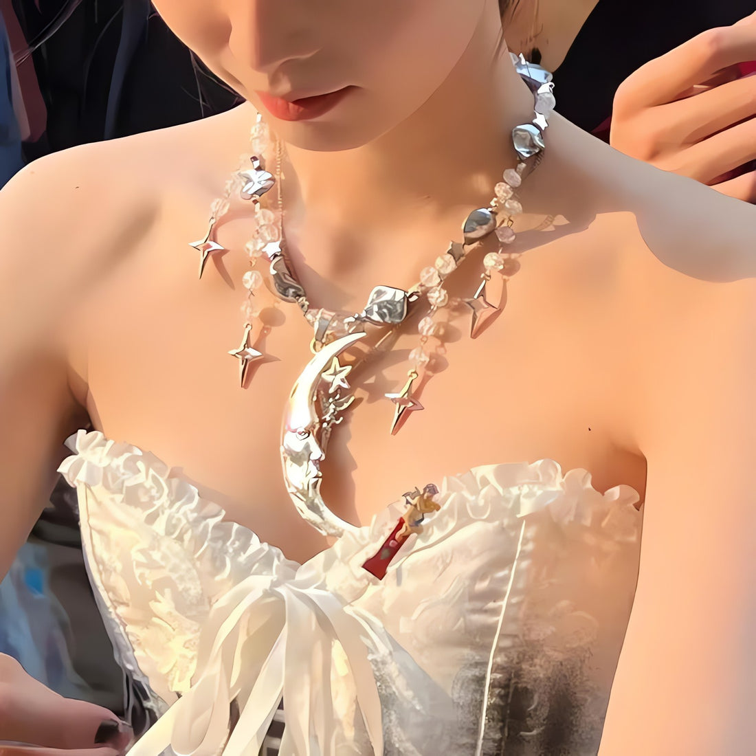 Soft Girl Moon & Stars Beaded Necklace - KAYSMAR