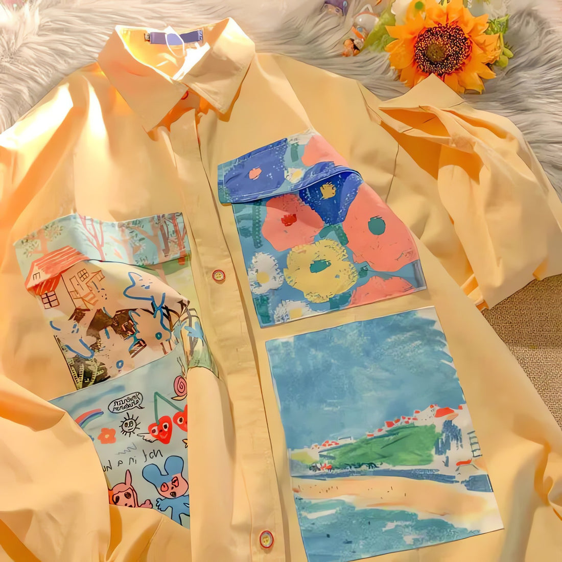 Soft Girl Oil Painting Shirt - KAYSMAR