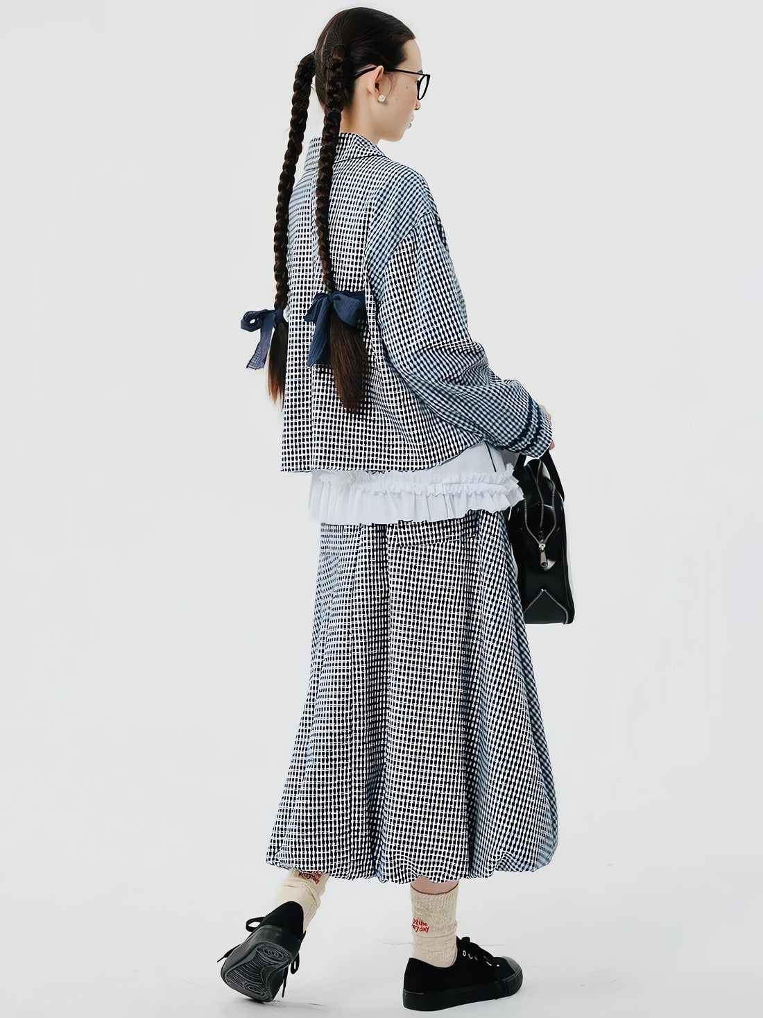 Soft Girl Plaid Bubble Midi Skirt - KAYSMAR