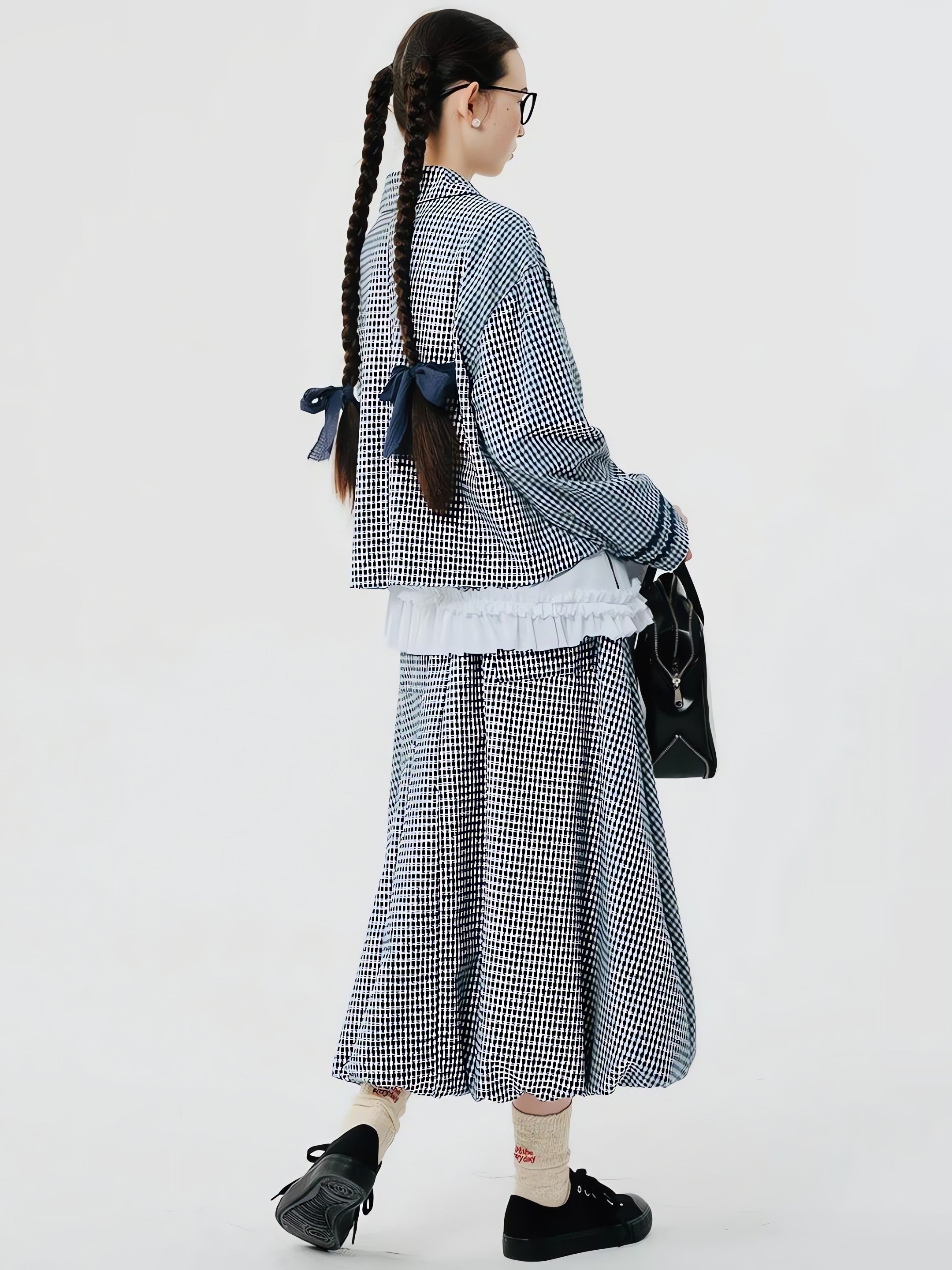 Soft Girl Plaid Bubble Midi Skirt - KAYSMAR