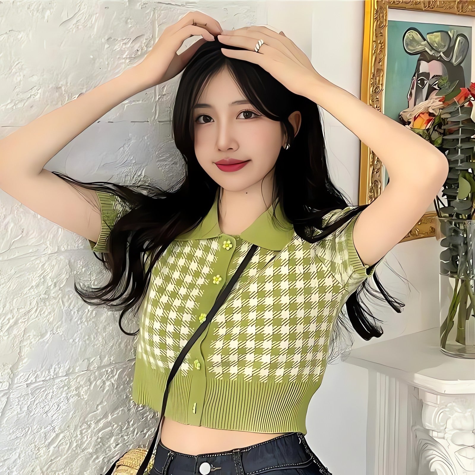 Soft Girl Plaid Crop Cardigan - KAYSMAR