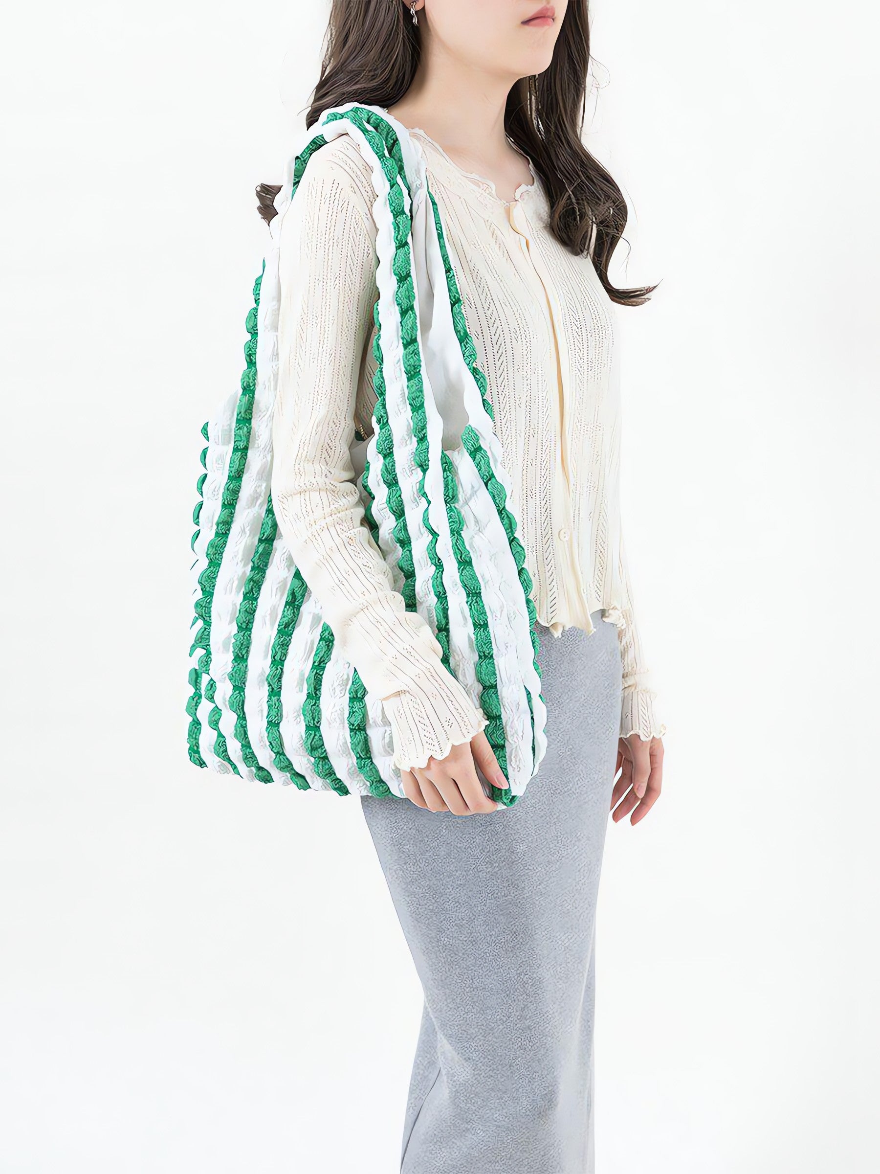 Soft Girl Quilted Striped Handbag - KAYSMAR