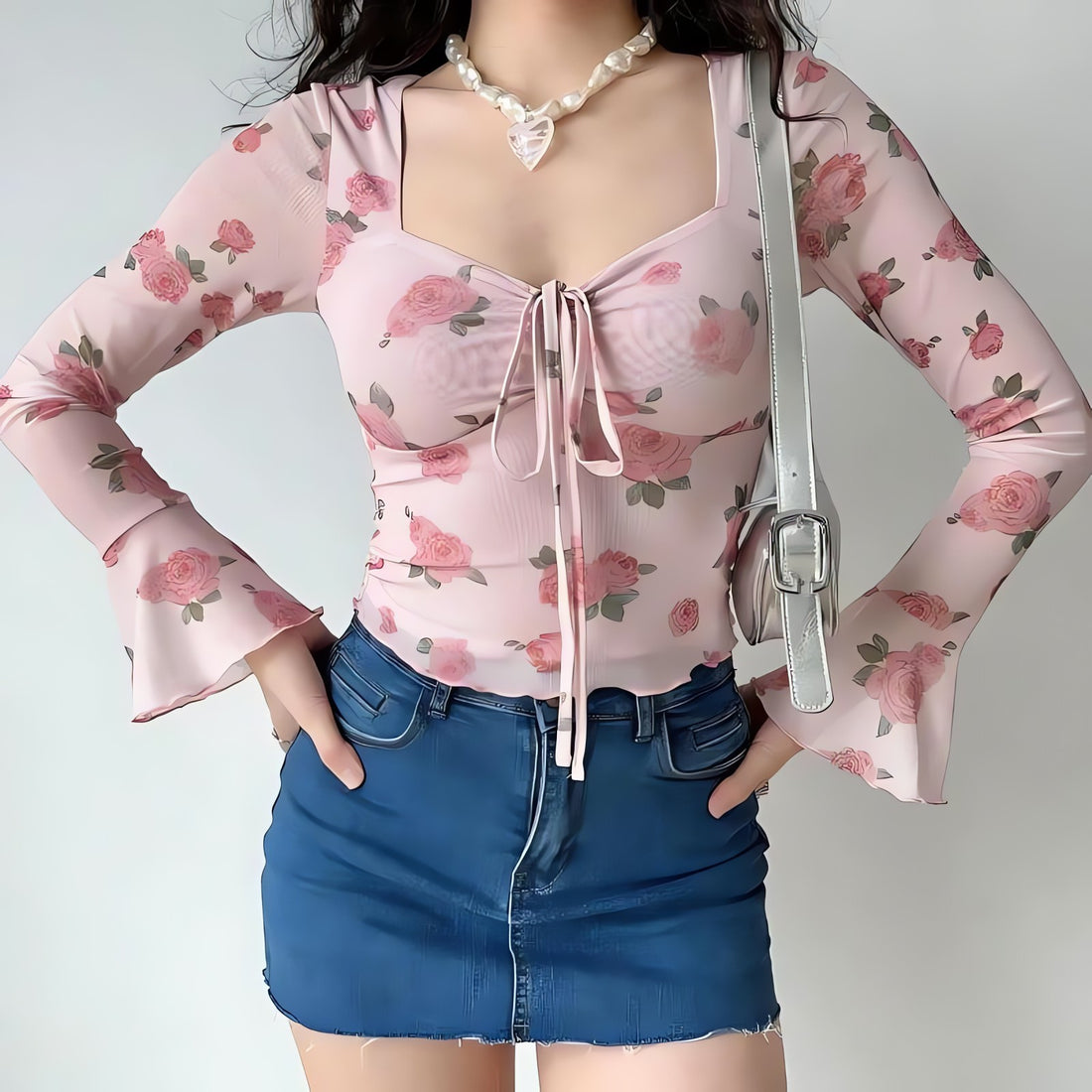 Soft Girl Rose Garden Mesh Top - KAYSMAR