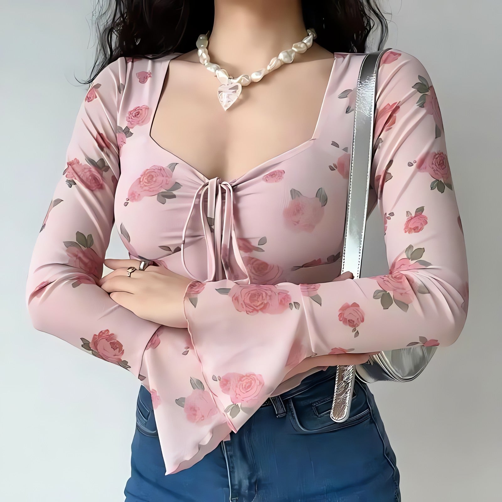 Soft Girl Rose Garden Mesh Top - KAYSMAR