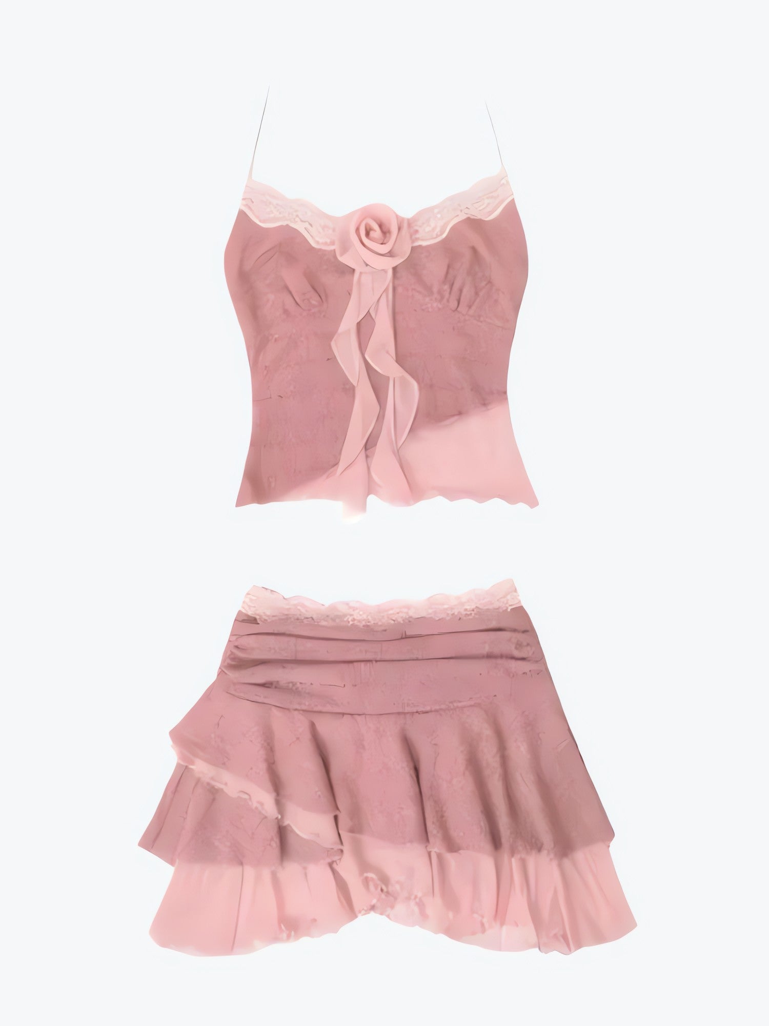 Soft Girl Rose Top & Mini Skirt Two Piece Set - KAYSMAR