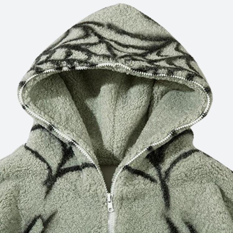 Spider Full Zip-Up Teddy Hoodie Jacket - KAYSMAR