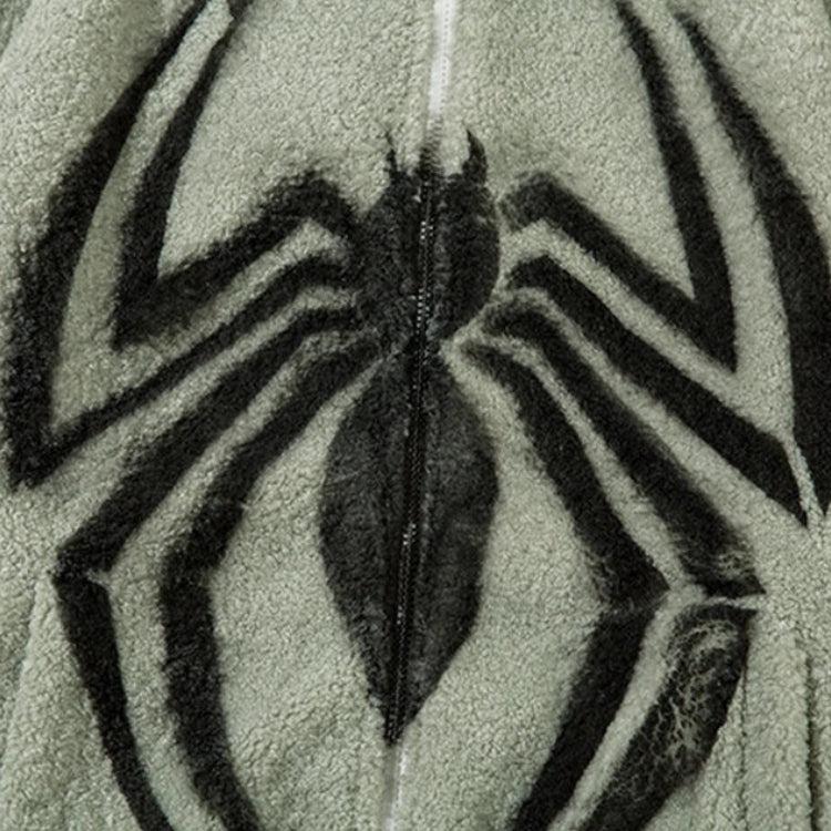 Spider Full Zip-Up Teddy Hoodie Jacket - KAYSMAR