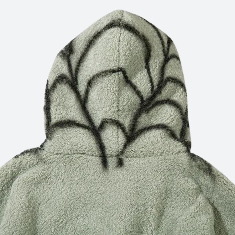Spider Full Zip-Up Teddy Hoodie Jacket - KAYSMAR
