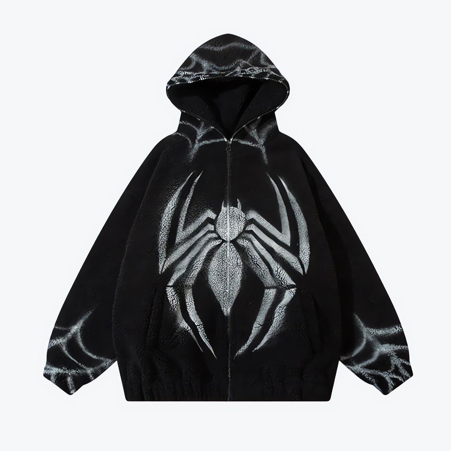 Spider Full Zip-Up Teddy Hoodie Jacket - KAYSMAR